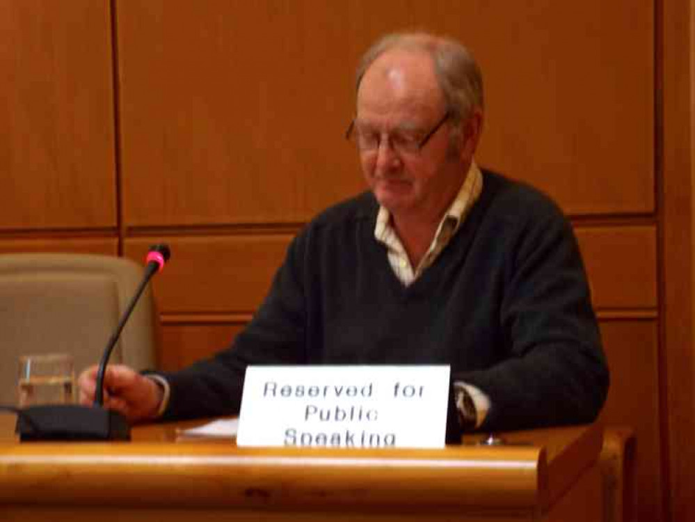 Richard Wrinch speaking at the Ganges planning application in 2015