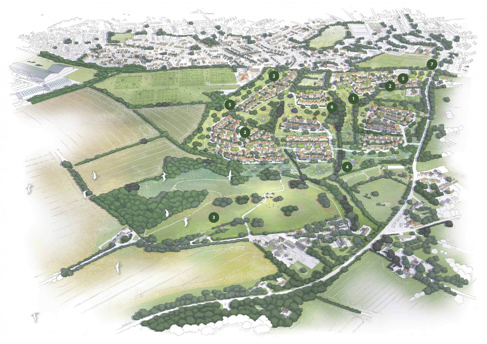 An artist's Impression Of 330 New Homes On The B3090 Oldford Hill In Frome (image by Barwood Land)