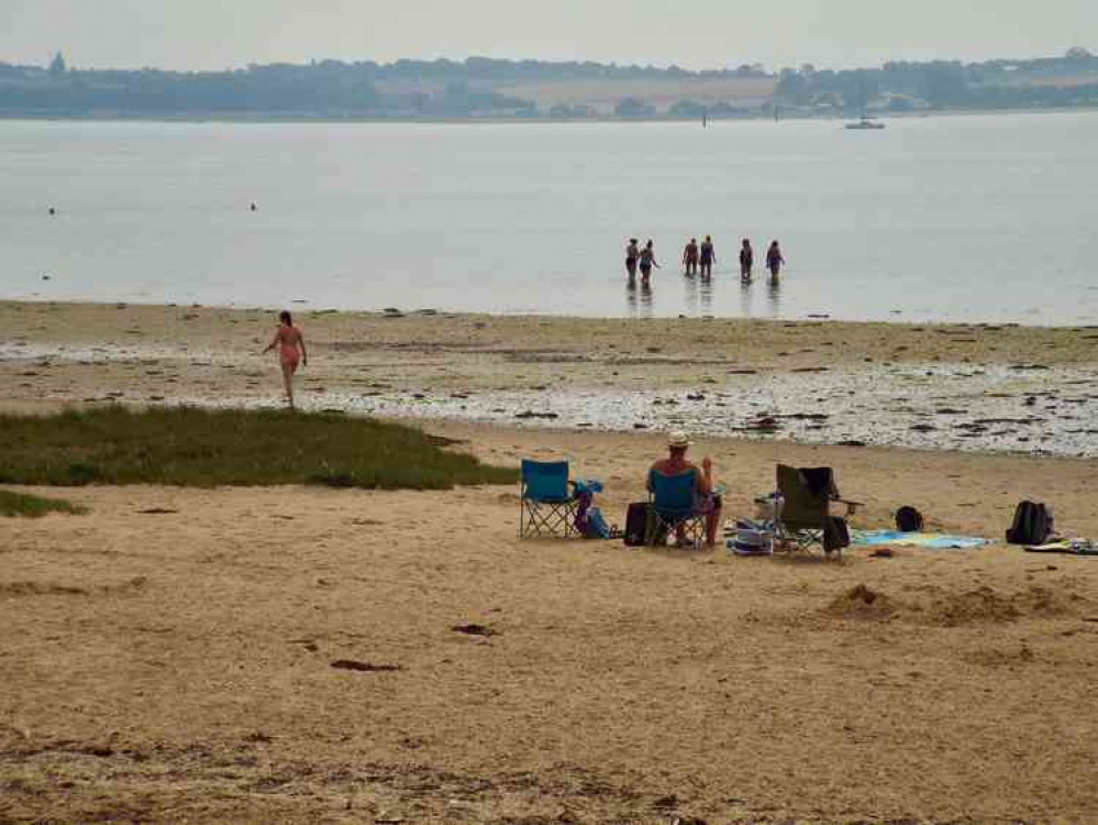 Bathers at Harkstead beach