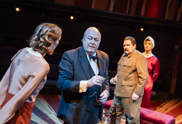 (Left to right) Jo Herbert as Sally Powell, Roger Allam as Winston Churchill, Peter Forbes as Joseph Stalin and Elisabeth Snegir as Olga Dovzhenko (credit: Tristram Kenton).