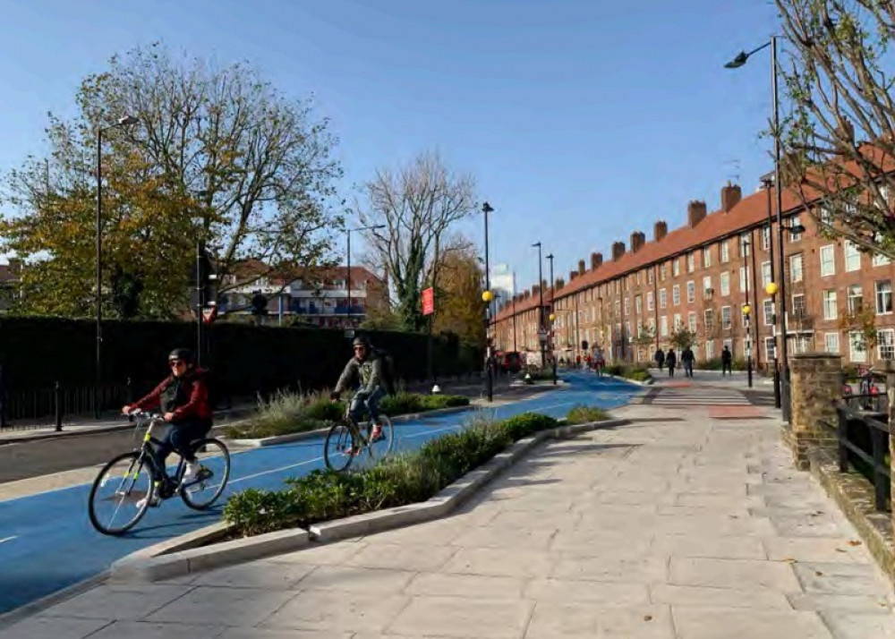 An example of a separate cycle track.