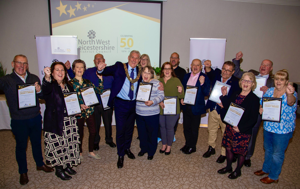 North West Leicestershire District Council chairman Cllr Kenny Horn with the Legacy Award nominees. Photos: NWLDC/S17 Photography