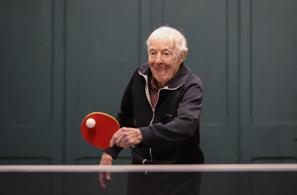 At 92, Ivan Pedley is Britain's oldest ping pong player (image via SWNS)