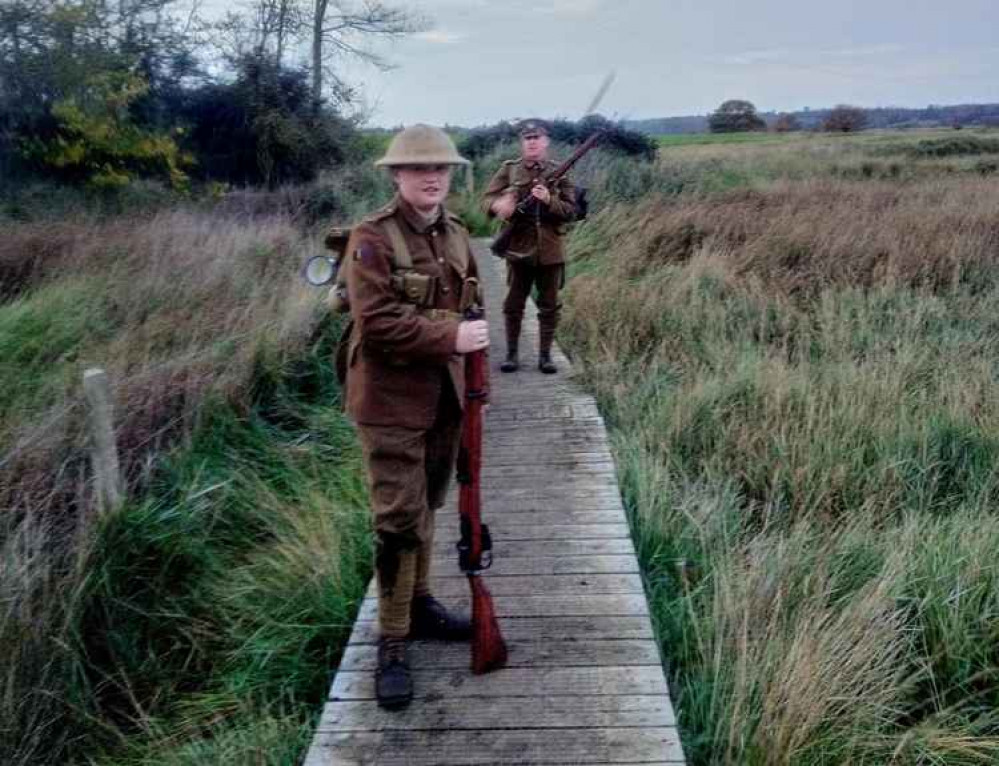 Yomping in full uniform