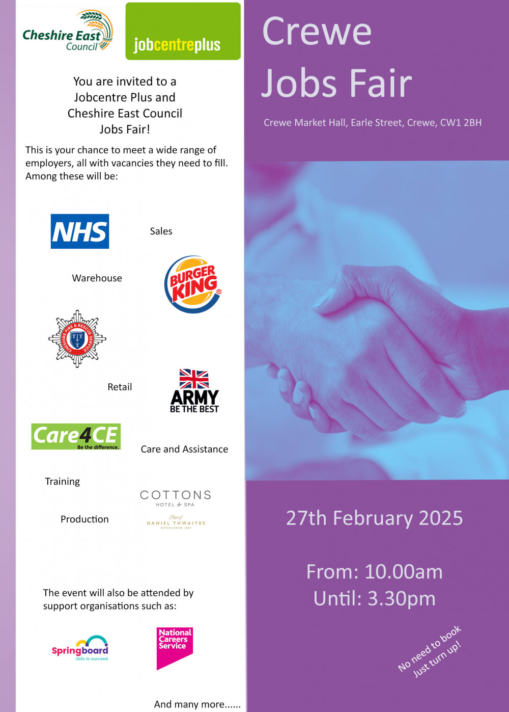 Crewe and surroundings huge jobs fair