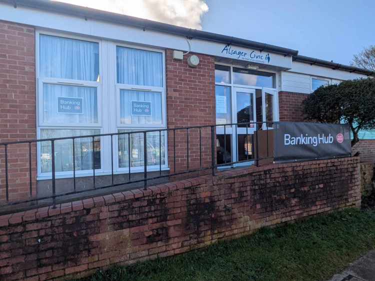 The signs are up! A Banking Hub is opening at Alsager Civic. (Photo: Nub News)