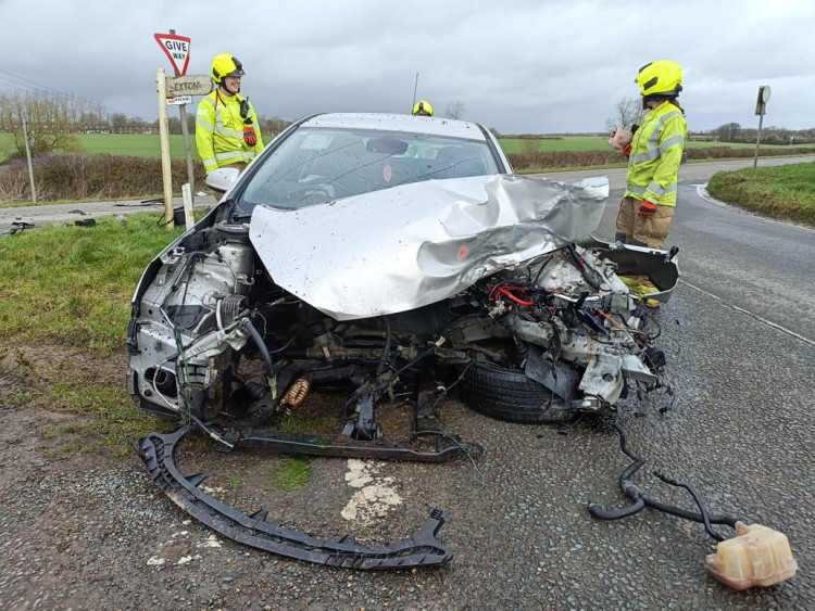 The extent of the damage after the crash on Greetham Road (image via Rutland Police)