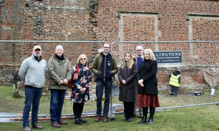 (L-R) Simon Ebbs, Skillingtons  David Lindley, Bradgate Park Trust (BPT) Trustee  Cllr Tillotson  James Dymond, BPT  Amy Chambers, BPT  Nick Dutton, Historic England  Deborah Taylor, BPT Trustee. Photo: Supplied