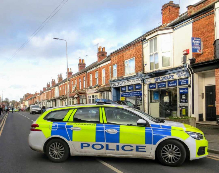 Around 2.30pm on Tuesday 25 February, Cheshire Police closed Edleston Road, between the junctions of Camm Street and Union Street (Photo: David Hughes).