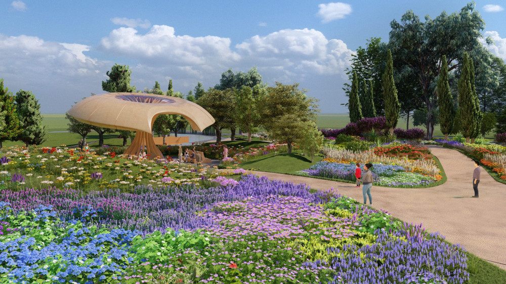 An artist impression of the Carbon Garden coming to Kew in July 2025 (credit: Mizzi Studio).