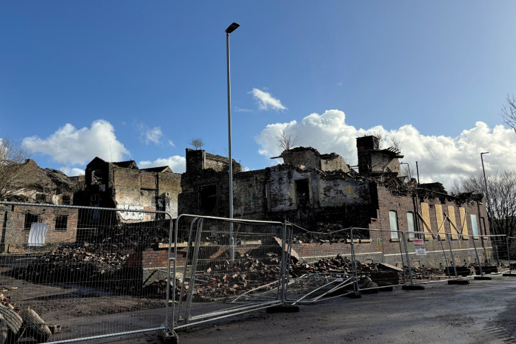 The demolition of J.H. Weatherby's Falcon Pottery building started earlier in the month. (Nub News)