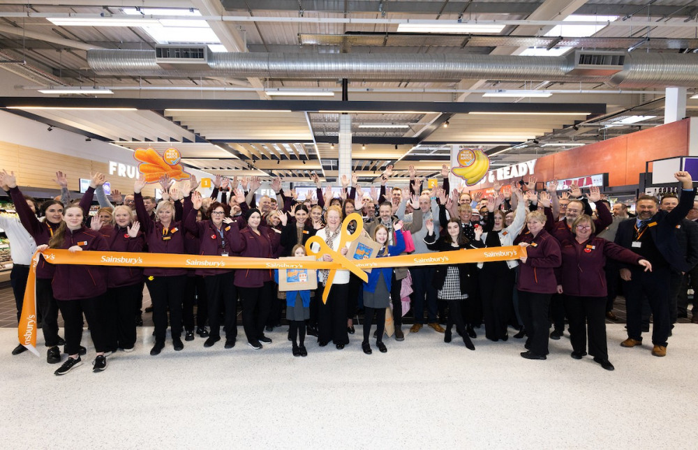 The first 500 customers through the doors this morning received a special-edition Sainsbury’s bag for life, featuring a design by Betsy Abbott, a pupil at nearby Excalibur Primary School. (Photo: Sainsbury's)