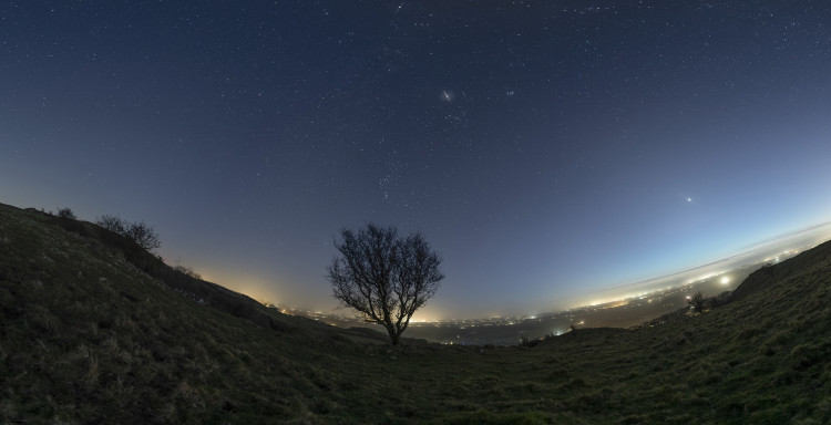 A photographer captured a rare planetary alignment from Somerset's Mendip Hills.