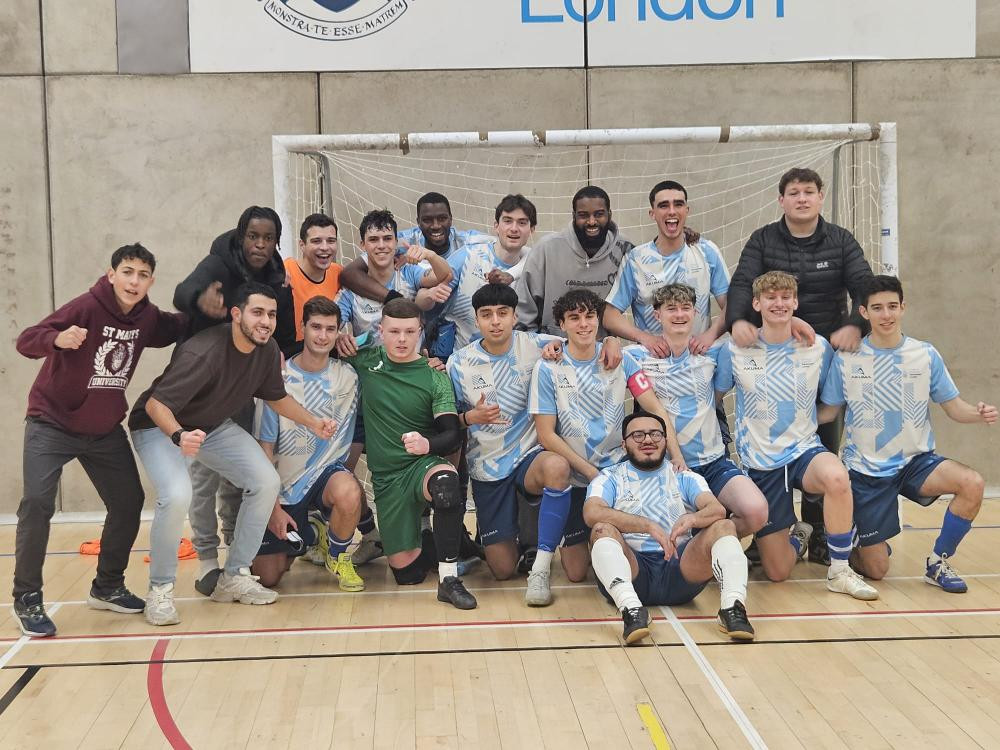 The hopeful futsal team at St. Mary's Twickenham (credit: St. Mary's Men's Futsal).