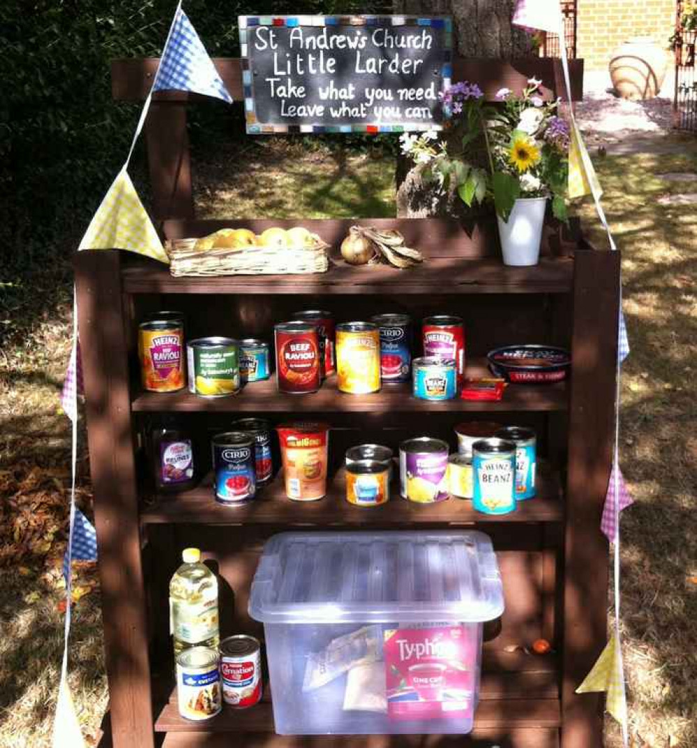 Chelmo's Little Free Pantry in Jowett's Garden close to Village Hall