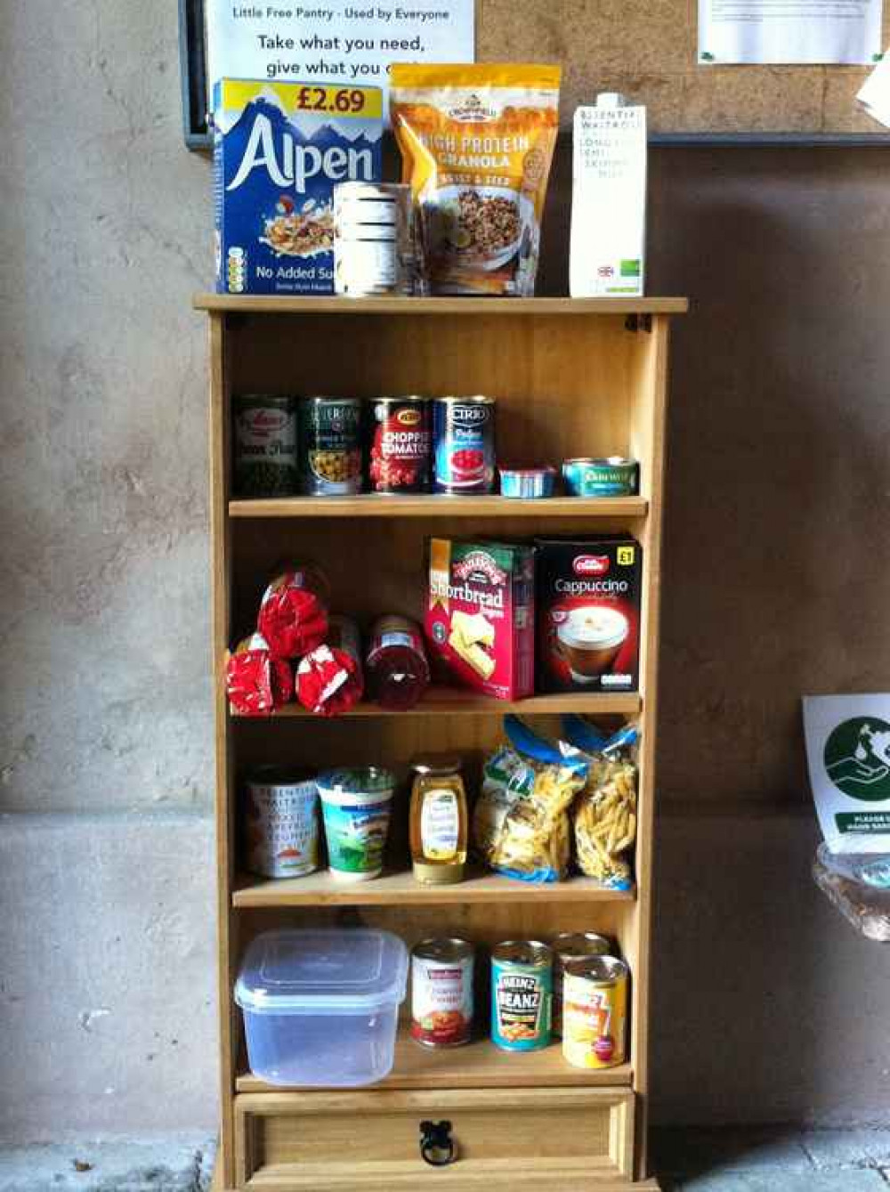 Little Free Pantry in the porch at St Mary's Church Erwarton