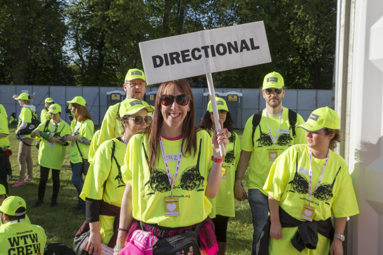 Caz Bartholomew from Grays volunteering as part of the Directional Team at The MoonWalk London