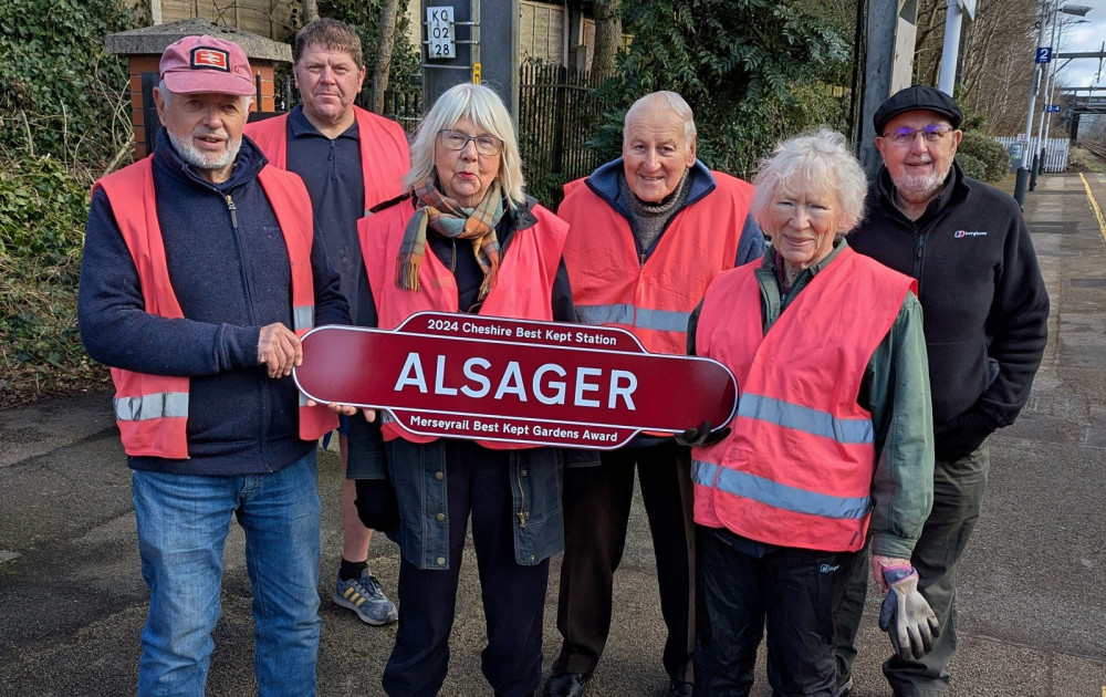 Station Adopters at Alsager with their coveted award. (Photo: Cheshire Best Kept Stations) 