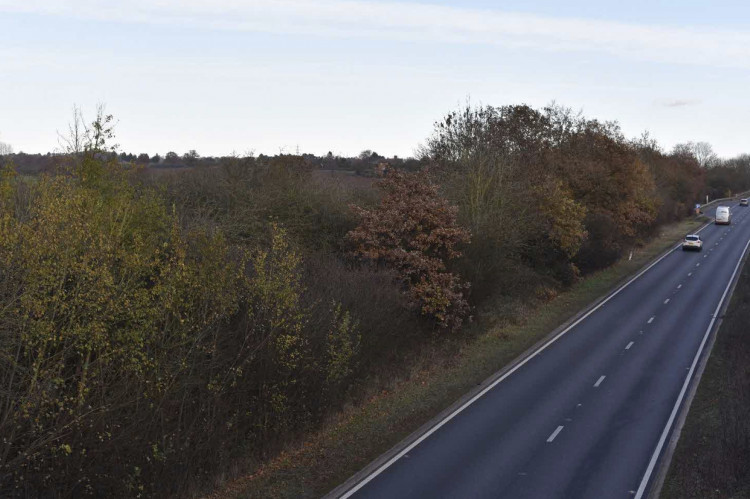 The scheme is planned for two fields along the A46 near Warwick (image via planning application)