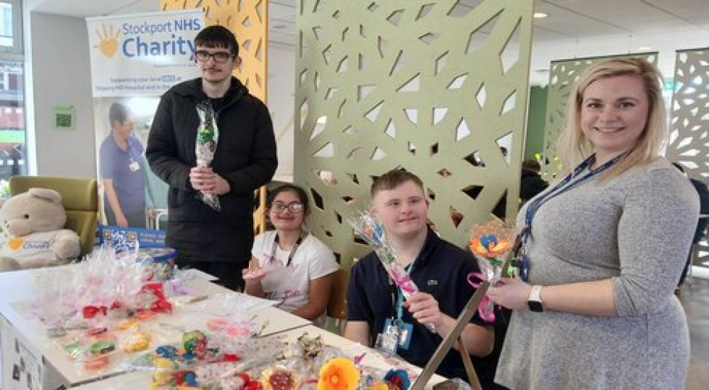 Students from Cheadle College helped to raise a smile for patients and visitors at Stepping Hill Hospital with their handmade crafts (Image - Stockport NHSFT)