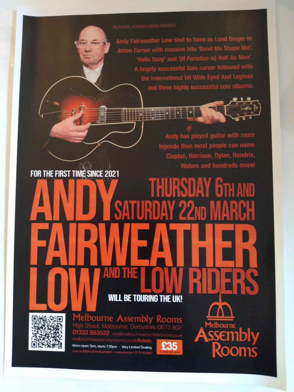 Andy Fairweather-Low and The Low Riders at Melbourne Assembly Rooms, near Ashby de la Zouch