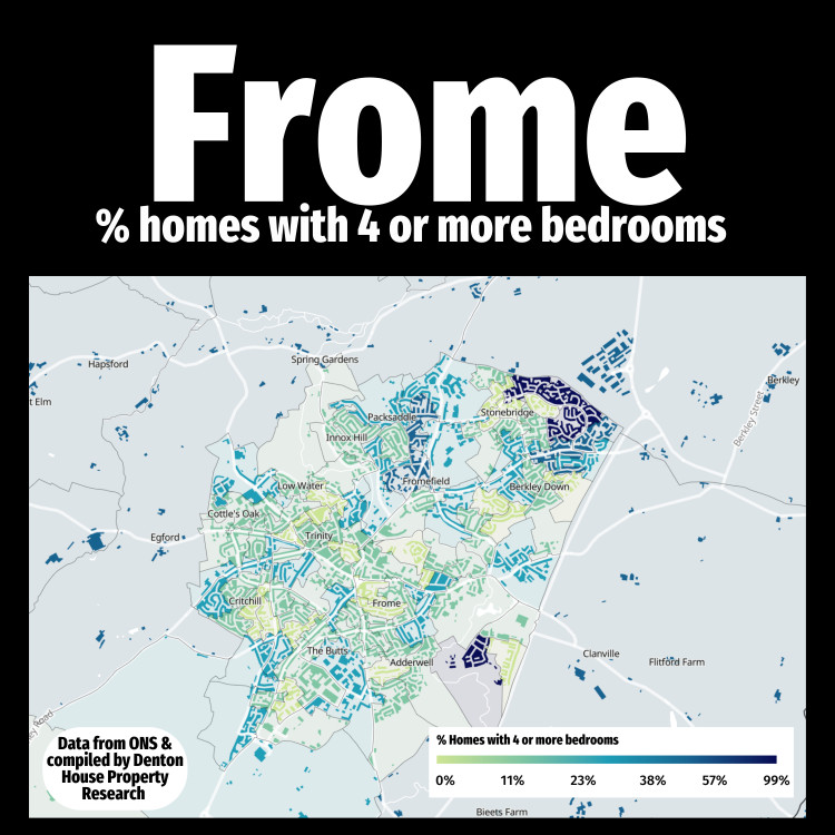 Mapping Frome’s largest homes: Where four-bed properties are most commonly found