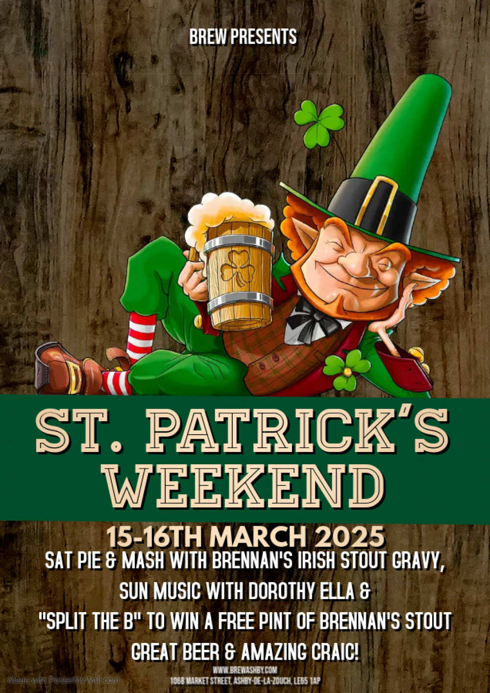 St Patrick's Weekend at Brew, 106B Market Street, Ashby-de-la-Zouch St Patrick's Weekend at Brew, 106B Market Street, Ashby-de-la-Zouch