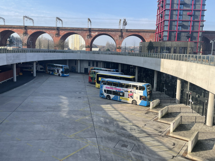 Stockport Interchange has reopened after a double-decker bus fire on Sunday, 9 March. No injuries have been reported (Image - Nub News)