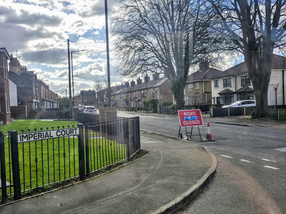 Millstone Lane, between Imperial Court and South Crofts, closed at 12.48pm on Tuesday 11 March (Nub News).