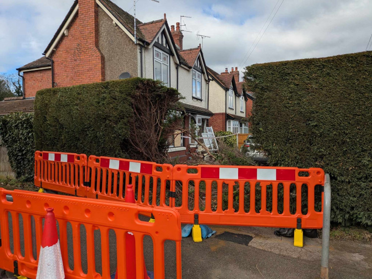 A temporary barrier has been put in place after a car went through a hedge on the car park part at Middlewich Road Co-op. (Photo: Nub News)