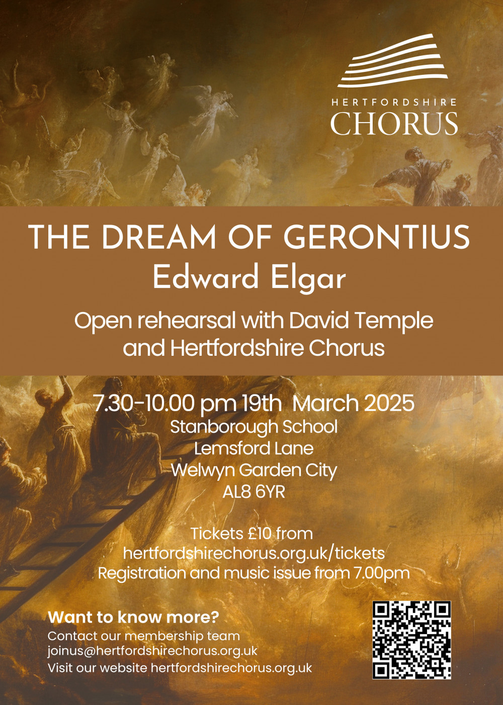 Hertfordshire Chorus welcomes singers to an Open rehearsal of Elgar's The Dream Of Gerontius