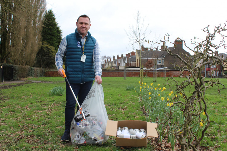 Cllr Michael Wyatt with the litter picking and bags available to volunteers. Photo: NWLDC