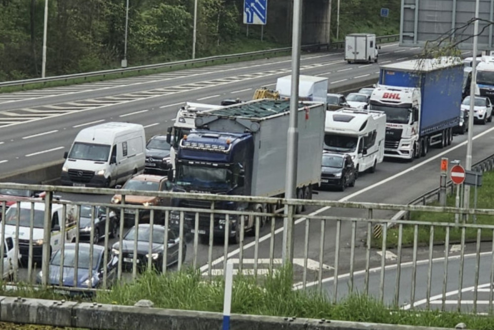 All four lanes of the M6 southbound were closed this morning between junctions 13 and 14. (Nub News)