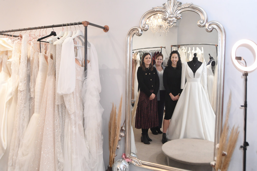 From left - Pictured (left to right): Rebecca Corr (Warwickshire County Council), Saffron Medway (Business Advisor at Coventry and Warwickshire Chamber of Commerce), Becky Lavelle (Lavelle Bridal Couture)