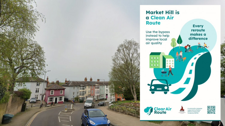 Maldon Clean Air Route asks drivers to use the bypass rather than Market Hill. (Credit: Google Street View / Clean Air Route)