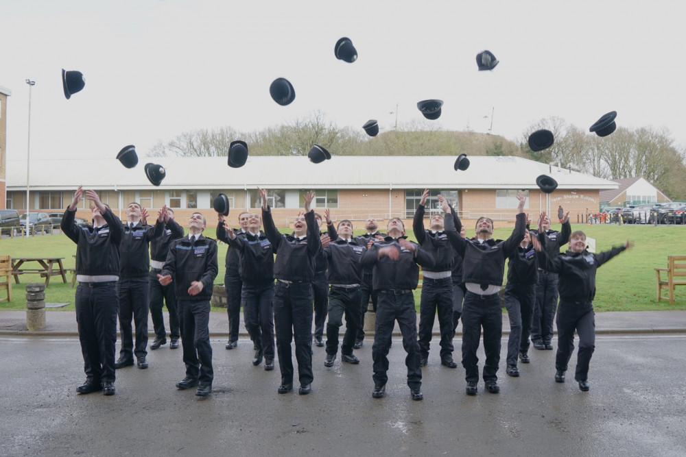 New police hat catching practice 