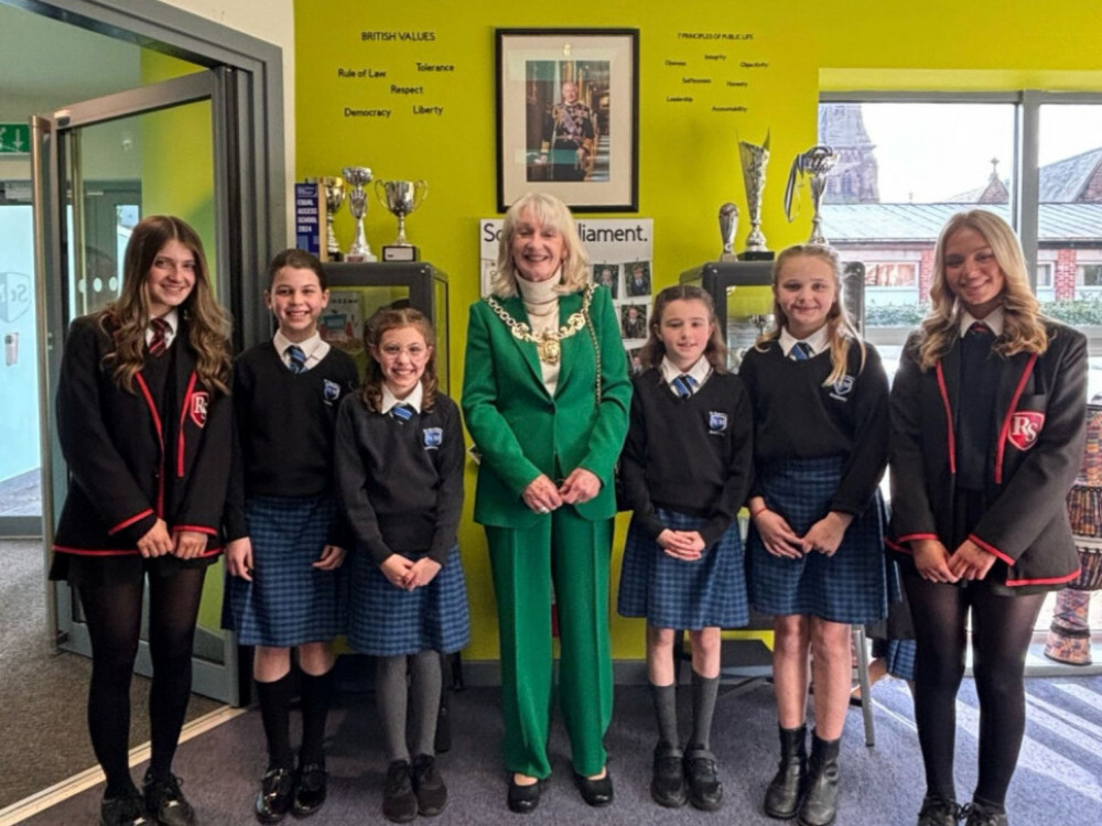 The Sheriff of Chester, Cllr Alex Tate, recently celebrated International Women's Day at St Martin's Academy in Hoole (Image via: NWAT)