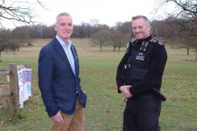 Councillor Gareth Roberts, Leader of Richmond Council, with Sergeant Pete Sturgess of the Royal Parks Police in Richmond Park (Credit: Richmond Council