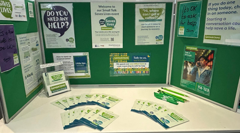 Samaritans display at Stevenage Station