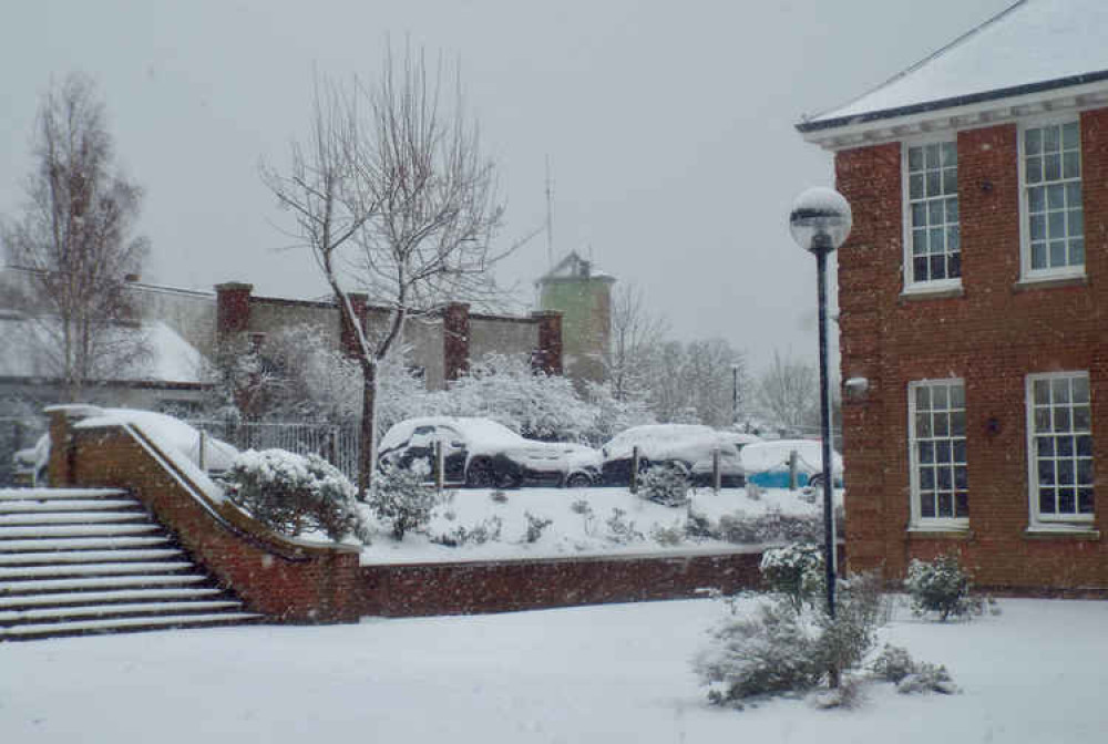 Ganges signal tower from Martin Block (now Old School House) 2021