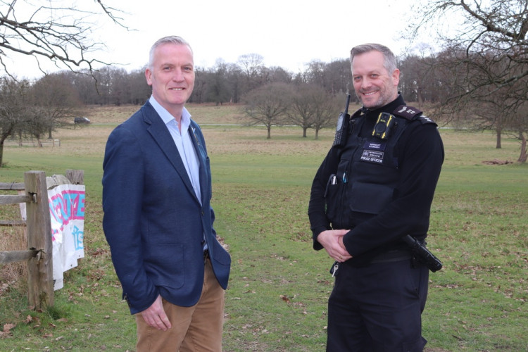 Leader of Richmond Council Councillor Gareth Roberts  with Sergeant Pete Sturgess of the Royal Parks Police in Richmond Park (credit: Richmond Council).