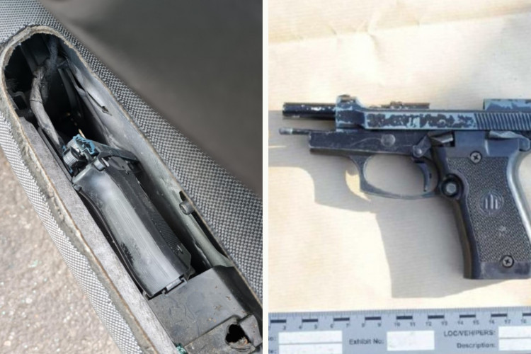 Officers from Staffordshire Police found the gun from a cavity inside the driver’s door. (Staffordshire Police)