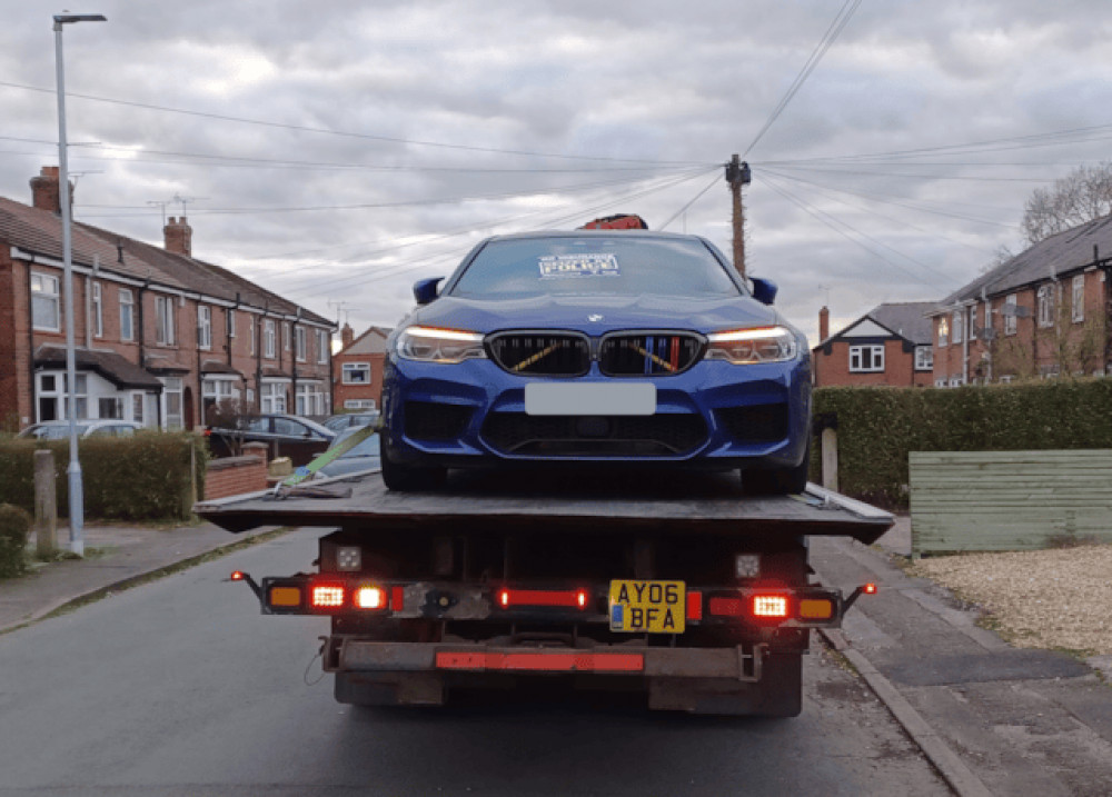 A BMW was seized during the car meet (Cheshire Police).