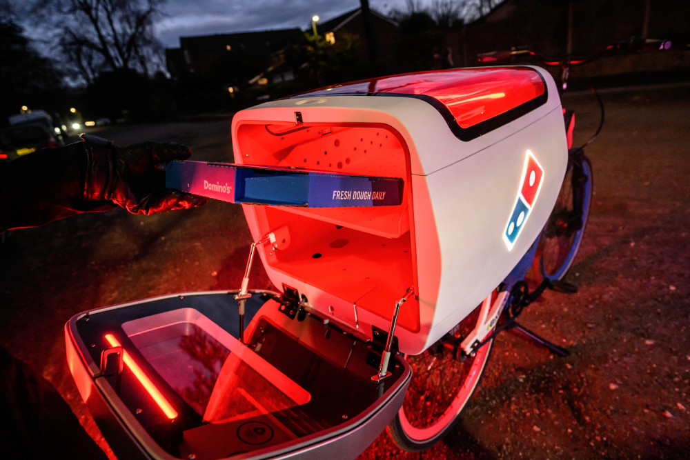 The pedal bike, named the Pothole Pro Max, has been unveiled by Domino's (image via SWNS)