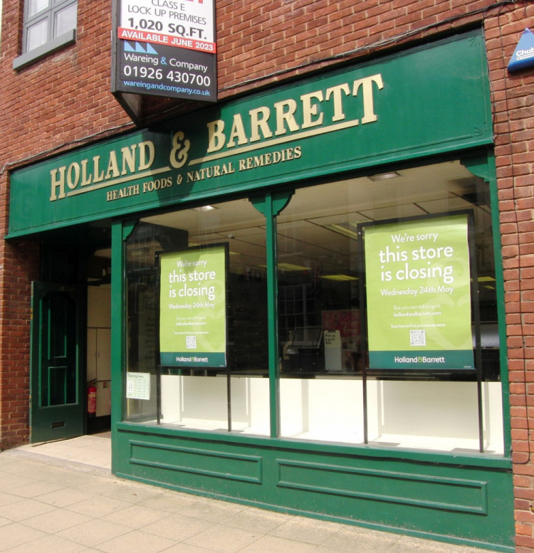 Warwick's Holland & Barrett closed in May 2023 (image by Geoff Ousbey)