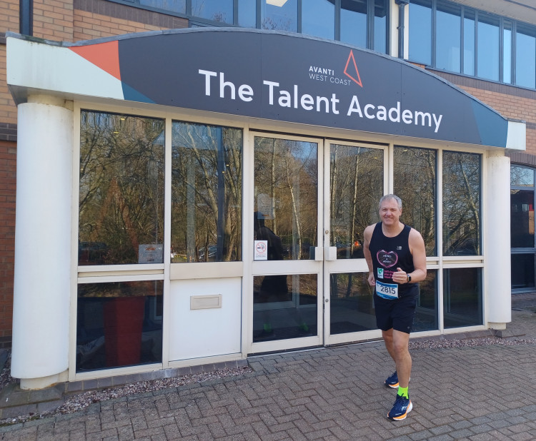 Mike Lowe, Learning and Development Manager at Avanti West Coast, is preparing to run Wilmslow Half Marathon and has received the backing of his colleagues at The Talent Academy in Crewe (Image-supplied).