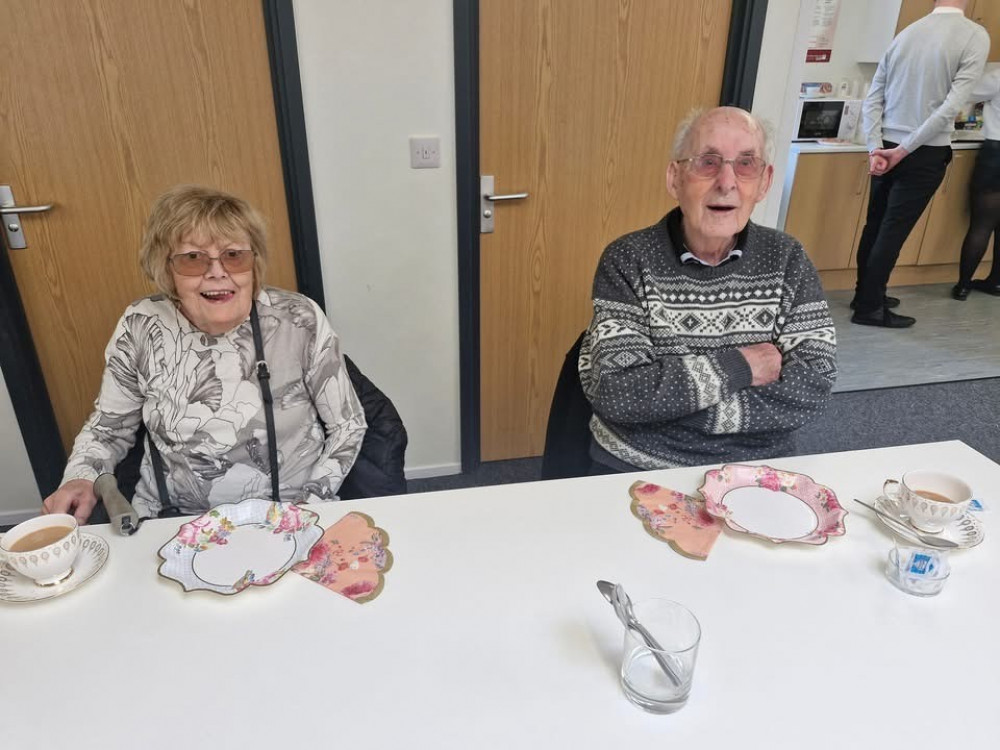 Angela Painter and David Wells get ready to tuck in. 