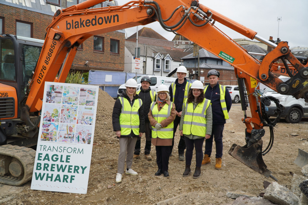 Work to Eagle Brewery Wharf on Kingston’s riverside began in February (Credit: Kingston Council)