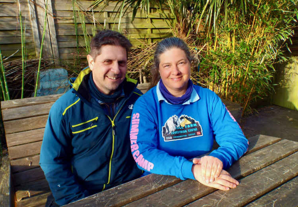 Hazel relaxing at home with James after raising more that £1,200