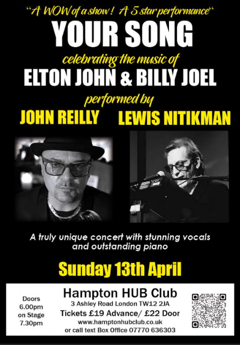 'YOUR SONG' - a celebration of the music of Elton John and Billy Joel